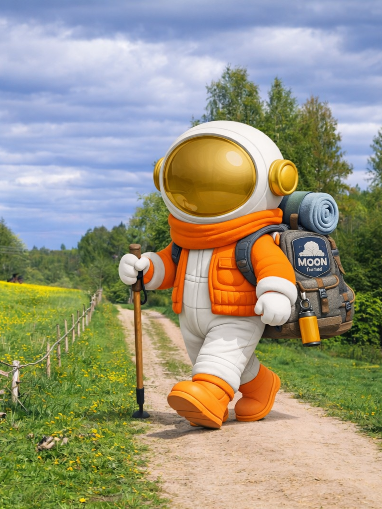Astronauts pastaiga lauku takaa